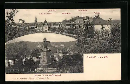 AK Forbach i. L., Kaiser Wilhelm-Denkmal, Realschule, Kreisdirektion