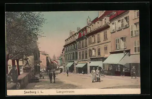 AK Saarburg, Langestrasse mit Verlagshaus der Saarburger Zeitung