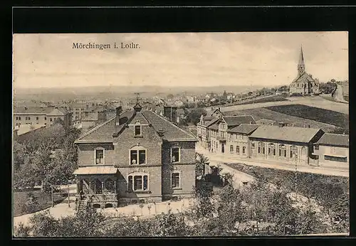 AK Mörchingen, Teilansicht mit Kirche