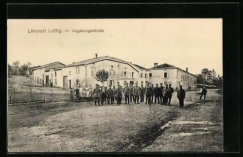 AK Liocourt, Augsburgerstrasse, Soldaten in Uniform