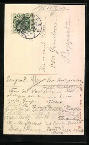 AK Saargemünd, Rothstrasse mit Litfasssäule