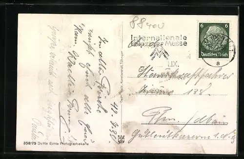 AK Biberach a. d. R., Ortspartie mit Kirchen