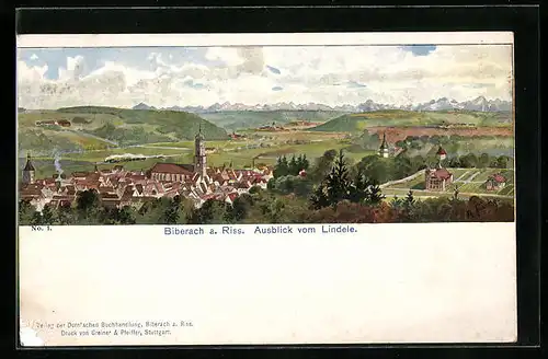 Künstler-AK Biberach a. Riss, Ausblick vom Lindele