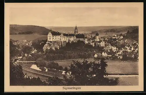 AK Sigmaringen, Schloss mit Gartenanlage