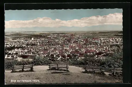 AK Fellbach /Württ., Stadt von Aussichtspunkt aus