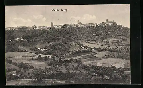 AK Waldenburg, Panorama mit Burg