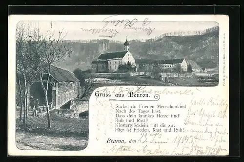 AK Beuron, Ort mit kurzem Gedicht