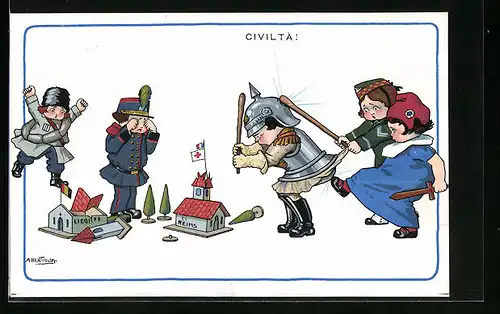 Künstler-AK A. Bertiglia: Civilta!, Propaganda Entente