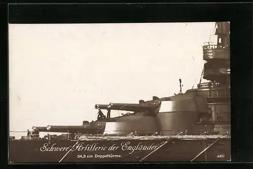 AK Schwere Artillerie eines englischen Kriegsschiffes, 34,3 cm Doppeltürme