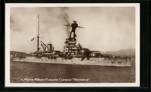 AK Marine Militaire Francaise Cuirassé Provence, Französisches Kriegsschiff