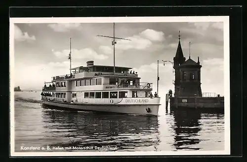 AK Konstanz a. B., Hafen mit Motorschiff Deutschland