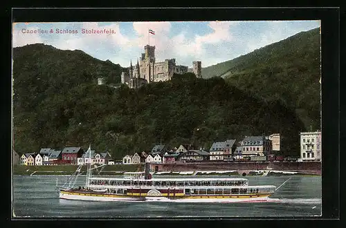 AK Capellen, Rhein-Dampfer passiert Schloss Stolzenfels