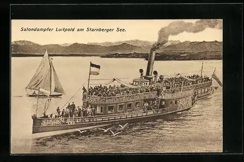 AK Salondampfer Luitpold auf dem Starnberger See