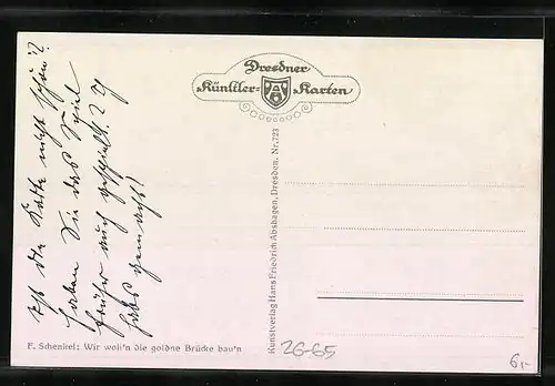 Künstler-AK Franziska Schenkel: Kinder tanzen auf einer Weide