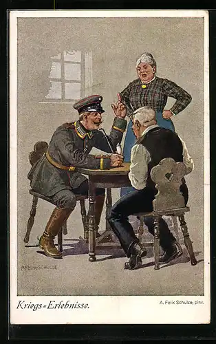 Künstler-AK Felix Schulze: Vater & Sohn berichten über ihre Kriegserlebnisse