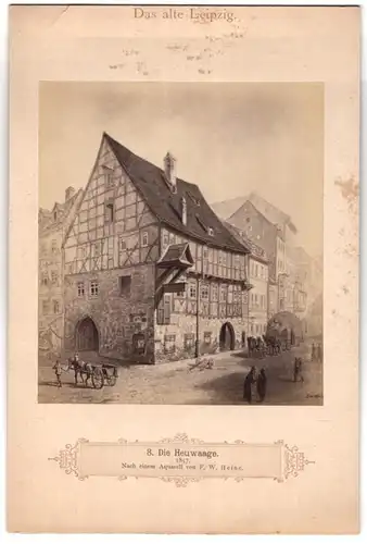 Fotografie unbekannter Fotograf, Ansicht Leipzig, die Heuwaage um 1857, nach einem Aquarell von F.W. Heine