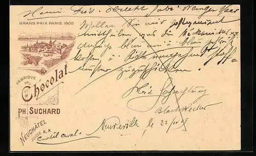 Lithographie Neuchatel, Fabrique de Chocolat, Ph. Suchard