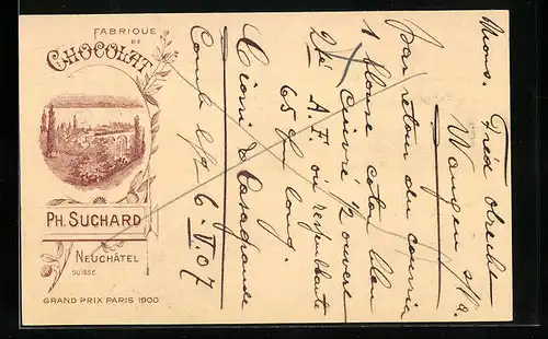 Lithographie Neuchatel, Ph. Suchard, Fabrique de Chocolat