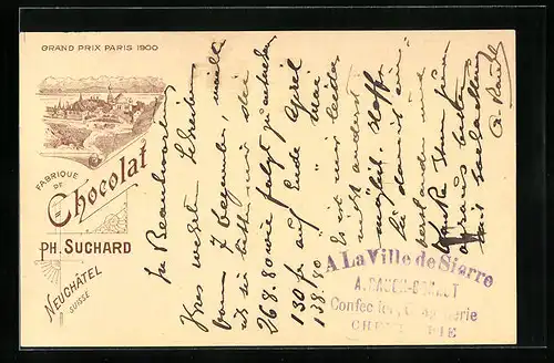 Lithographie Ph. Suchard, Neuchatel, Fabrique de Chocolat