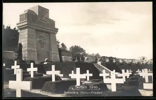 Foto-AK Semendria, Helden-Friedhof