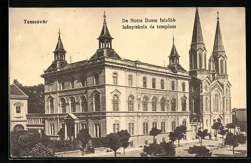 AK Temesvár, De Notre Dame felsöbb leányiskola és templom