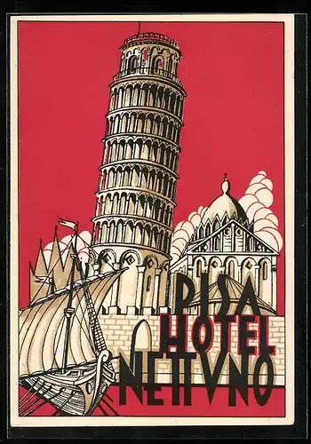 AK Pisa, Hotel Nettuno, Torre Pedente