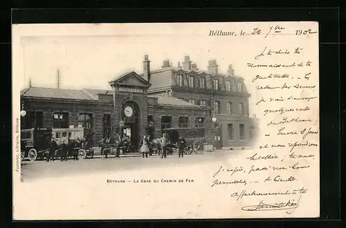 AK Béthune, La Gare du Chemin de Fer, Bahnhof