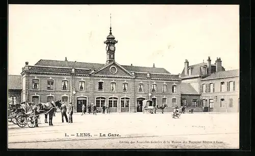 AK Lens, La Gare, Bahnhof