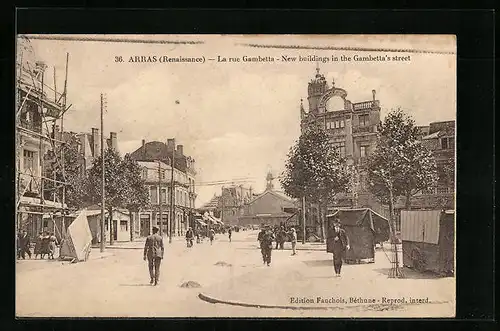 AK Arras, La rue Gambetta, Bahnhof mit Strassenpartie