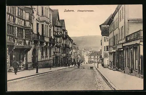 AK Zabern, Hauptstrasse mit alten Häusern