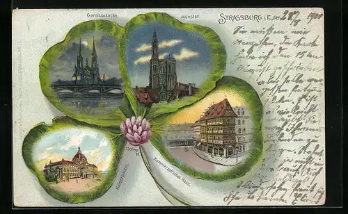 Lithographie Strassburg, Kaiserpalast, Kammerzellsches Haus, Kleeblatt