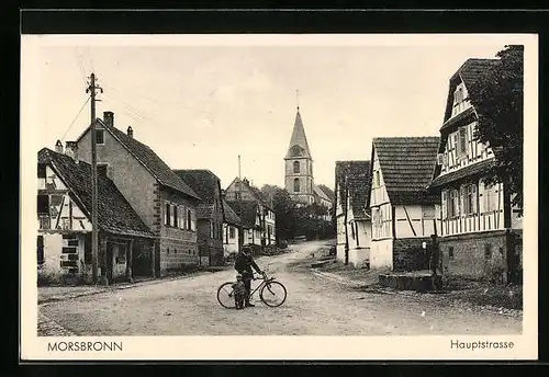 AK Morsbronn, Fahrradfahrer auf der Hauptstrasse