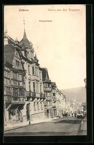 AK Zabern, Hauptstrasse im Sonnenschein