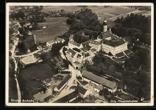 AK Andechs, Fliegeraufnahme vom Kloster