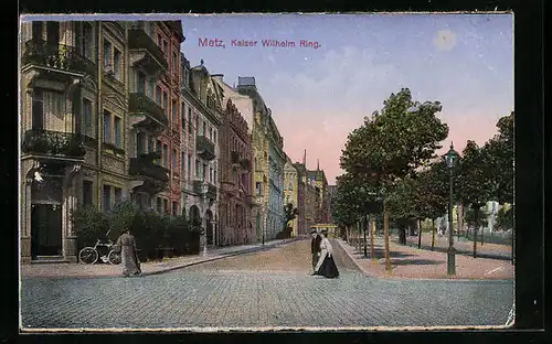 AK Metz, Kaiser-Wilhelm-Ring mit Passanten