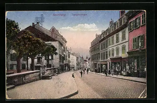AK Saarburg, Langestrasse mit Geschäften
