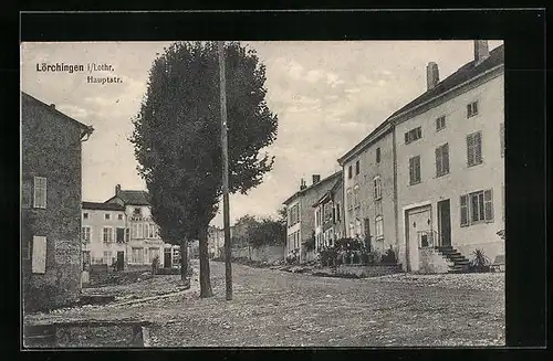 AK Lörchingen i /Lothr., Hauptstrasse mit Gasthaus