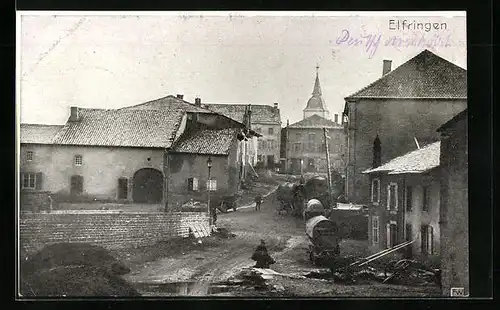 AK Elfringen, Strassenpartie mit Kirche