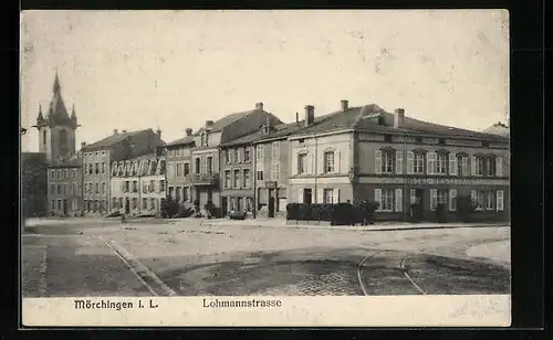 AK Mörchingen i. L., Lohmannstrasse mit Hotel-Restaurant