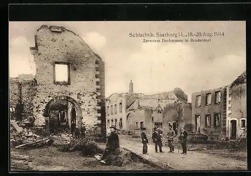 AK Bruderdorf, Zerstörte Dorfstrasse