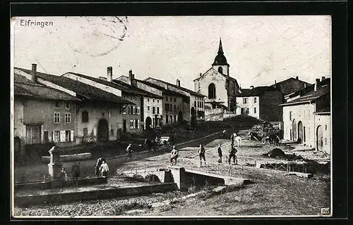 AK Elfringen, Ortspartie mit Kirche