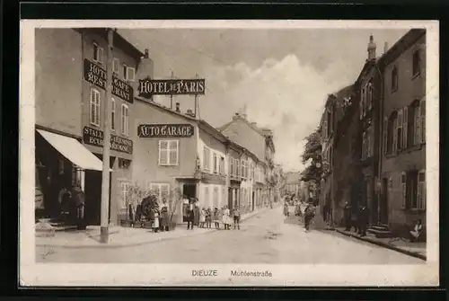 AK Dieuze, Mühlenstrasse mit Hotel de Paris