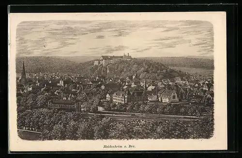 Künstler-AK Heidenheim /Brenz, Panorama mit Schloss