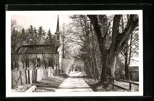AK Ambach, Dorfstrasse mit Kirche