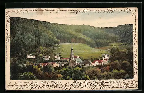AK Wildbad, Kernerstrasse mit Kathol. Kirche