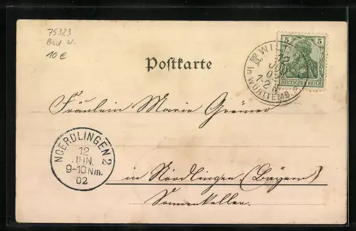 AK Wildbad, Kernerstrasse mit Kathol. Kirche