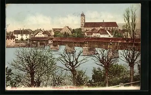 AK Säckingen, Kirche und Rheinbrücke