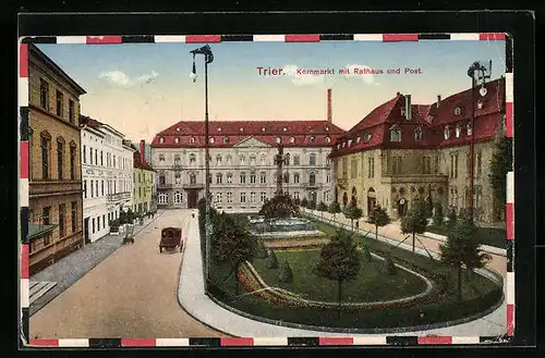 AK Trier, Kornmarkt mit Rathaus und Post