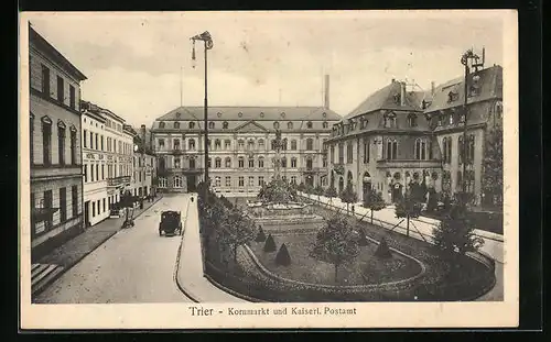 AK Trier, Kornmarkt mit Kaiserlichem Postamt