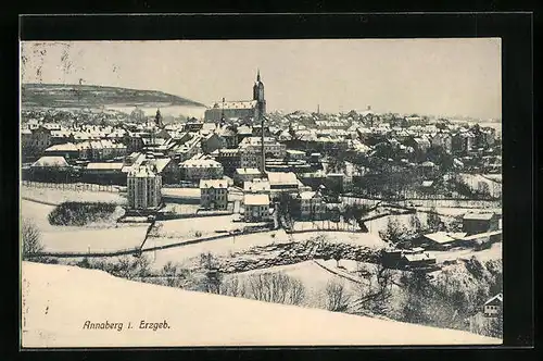 AK Annaberg i. Erzgeb., Ortsansicht im Schnee